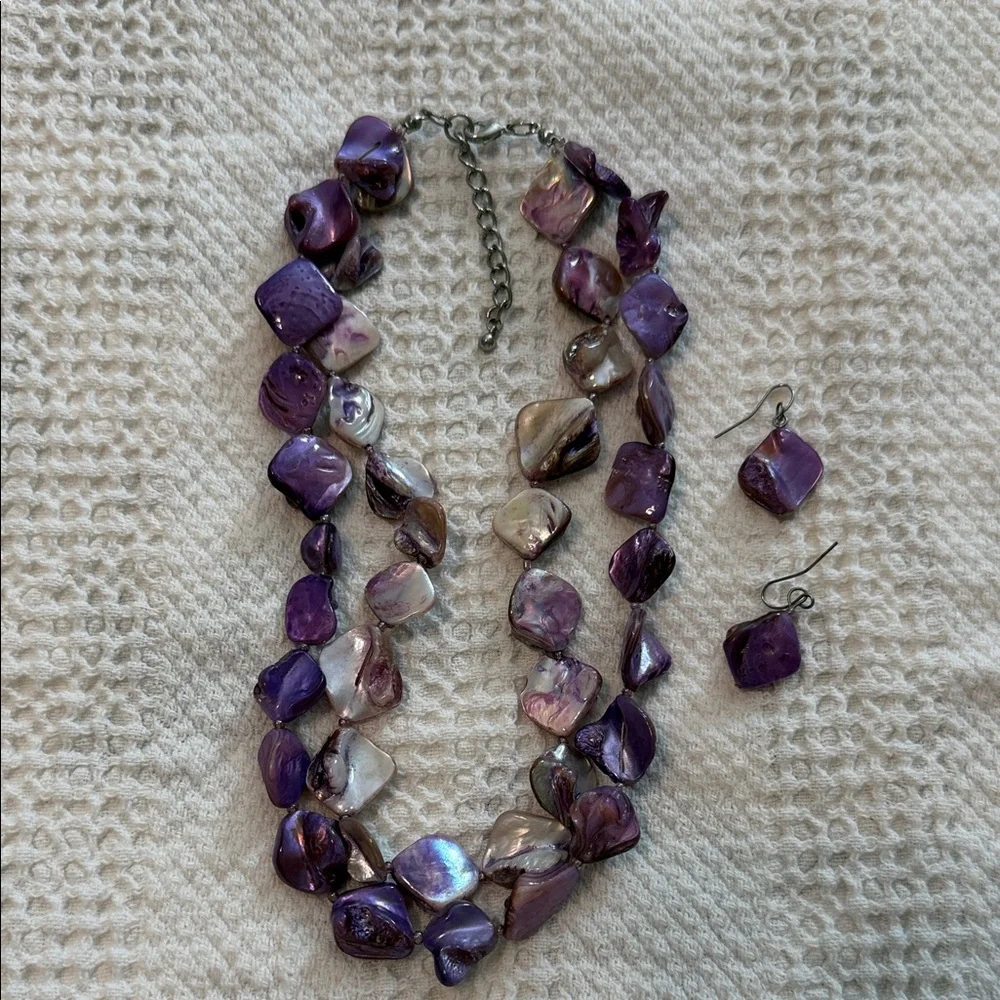 Purple & Silver Jewelry Set | Elegant Necklace & Matching Earrings ✨